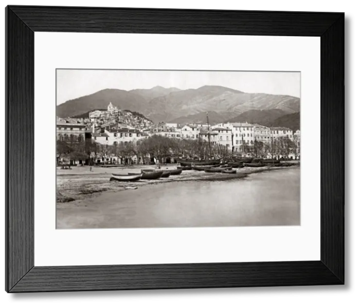 Framed Print : Fishing boats at San Remo, Italy, circa 1890 Framed Print : Fishing boats at San Remo, Italy, circa 1890