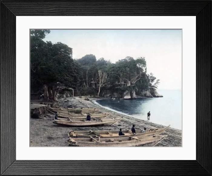 Framed Print : Fishing boats at Tomioka, Fukushima, Japan, circa 1880s Framed Print : Fishing boats at Tomioka, Fukushima, Japan, circa 1880s