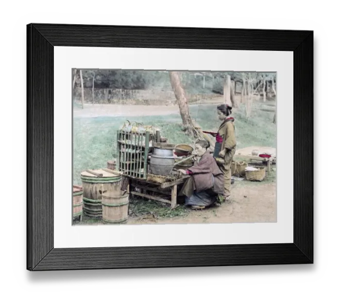 Framed Print : Wayside food stall, Japan, circa 1880s Framed Print : Wayside food stall, Japan, circa 1880s