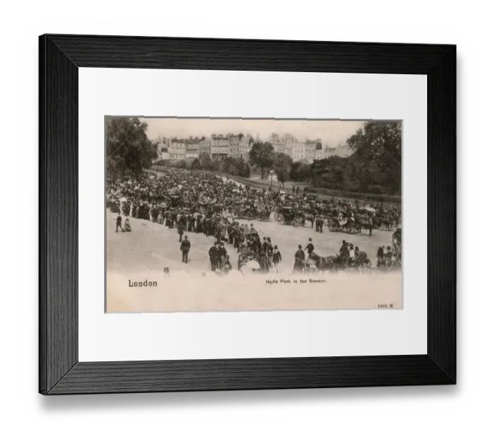 Framed Print : Rotten Row, Hyde Park - Summertime, long queue and carriages Framed Print : Rotten Row, Hyde Park - Summertime, long queue and carriages