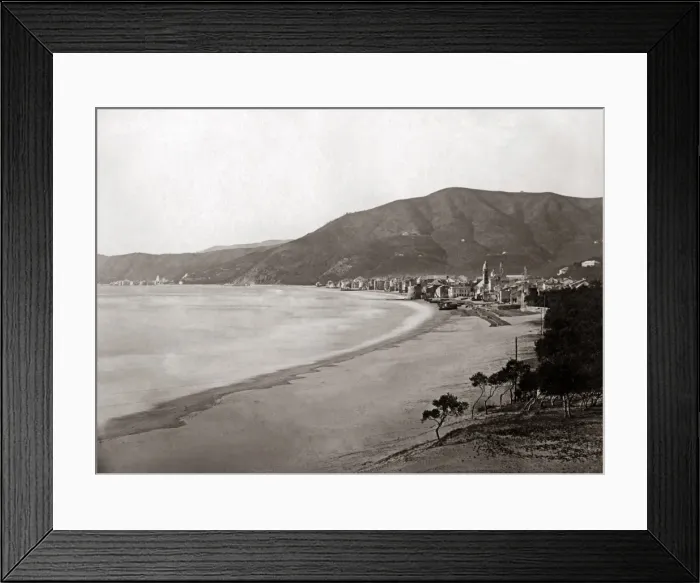 Framed Print : The beach at Alassio, Italy, circa 1890 Framed Print : The beach at Alassio, Italy, circa 1890