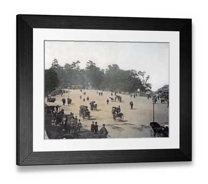 Framed Print : Rickshaws in a public square, Japan, circa 1890 Framed Print : Rickshaws in a public square, Japan, circa 1890