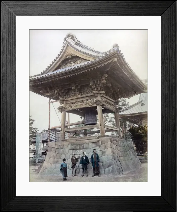 Framed Print : Temple Bell at Kawasaki, Japan, circa 1880s Framed Print : Temple Bell at Kawasaki, Japan, circa 1880s