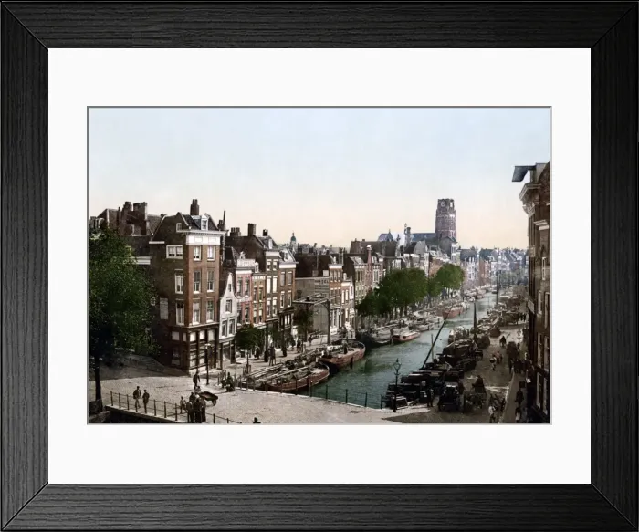 Framed Print : Canal in Rotterdam, Netherlands, circa 1890s Framed Print : Canal in Rotterdam, Netherlands, circa 1890s
