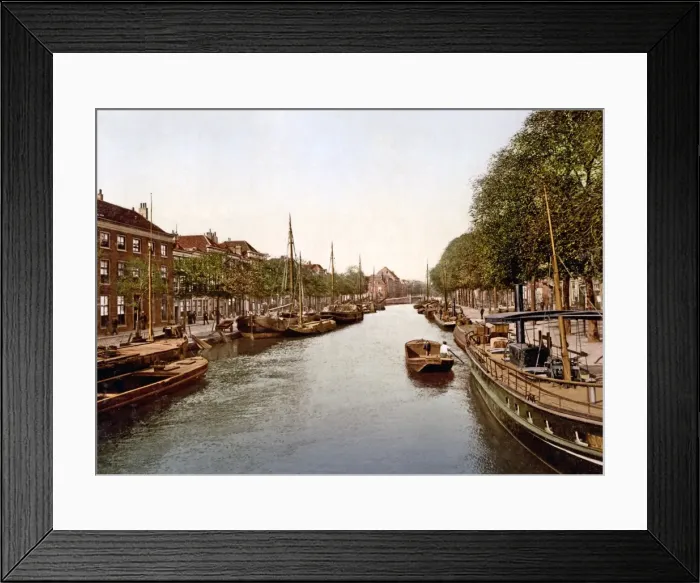 Framed Print : Canal in The Hague, Netherlands, circa 1890s Framed Print : Canal in The Hague, Netherlands, circa 1890s