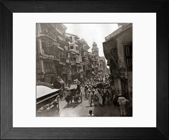 Framed Print : Street scene, Bombay, india, circa 1880s Framed Print : Street scene, Bombay, india, circa 1880s