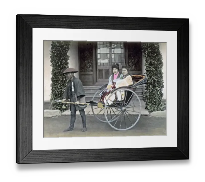 Framed Print : Prostitutes in a rickshaw, Japan, circa 1880s Framed Print : Prostitutes in a rickshaw, Japan, circa 1880s