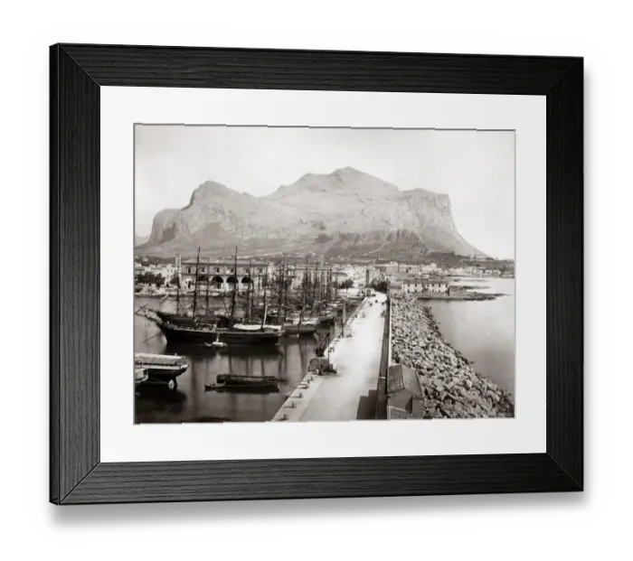 Framed Print : Palermo harbour and Monte Pellegrino, Italy, circa 1880s Framed Print : Palermo harbour and Monte Pellegrino, Italy, circa 1880s