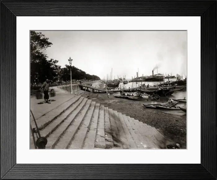 Framed Print : Boats along The Bund, Hankow, China, circa 1890 Framed Print : Boats along The Bund, Hankow, China, circa 1890