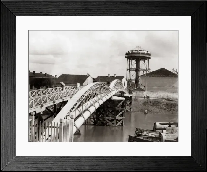 Framed Print : Bridge and water tower, Shanghai, China, circa 1890 Framed Print : Bridge and water tower, Shanghai, China, circa 1890