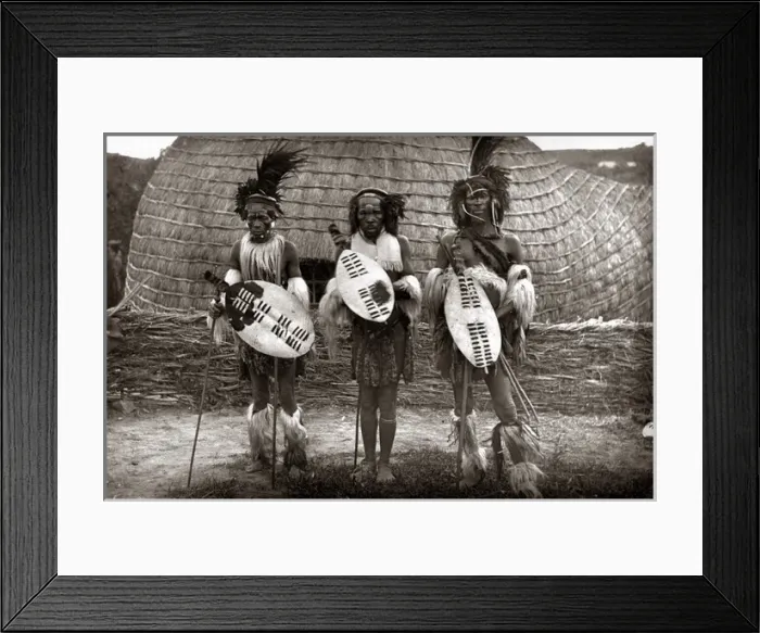 Framed Print : Zulu chiefs, South Africa, circa 1888 (Robert Harris studio) Framed Print : Zulu chiefs, South Africa, circa 1888 (Robert Harris studio)