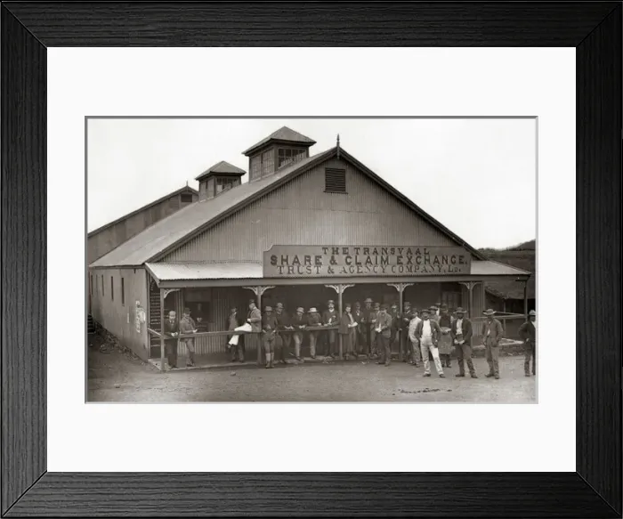Framed Print : Mining - The Exchange, Barberton, South Africa, circa 1888 Framed Print : Mining - The Exchange, Barberton, South Africa, circa 1888