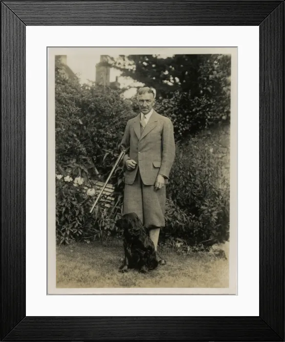 Framed Print : Man with gun and retriever dog Framed Print : Man with gun and retriever dog
