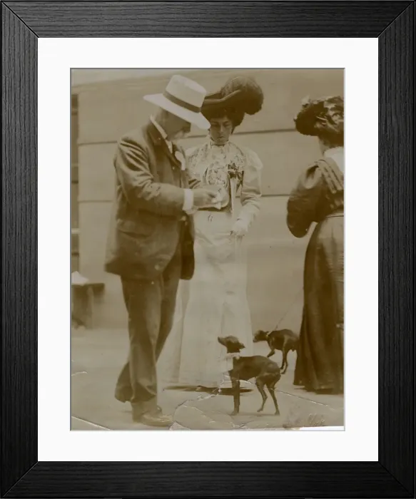 Framed Print : Edwardian people with English toy terriers Framed Print : Edwardian people with English toy terriers