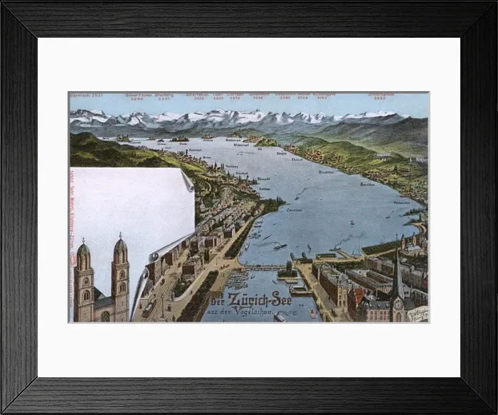 Framed Print : Switzerland - Zurich and Lake Zurich Framed Print : Switzerland - Zurich and Lake Zurich
