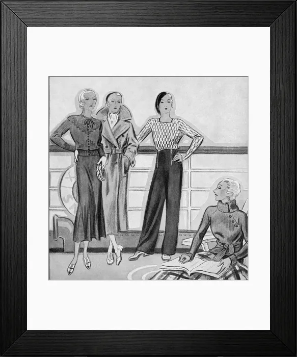 Framed Print : Fashions for the deck on summer cruising days Framed Print : Fashions for the deck on summer cruising days