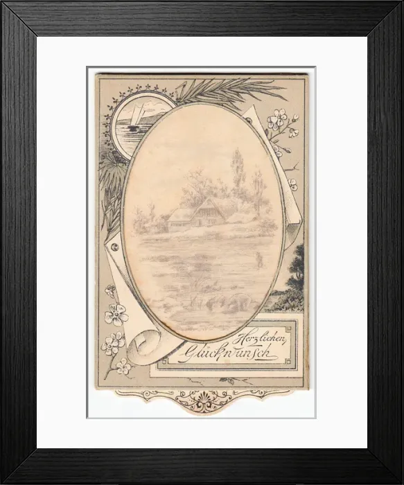 Framed Print : Winter scene on a German Christmas card Framed Print : Winter scene on a German Christmas card