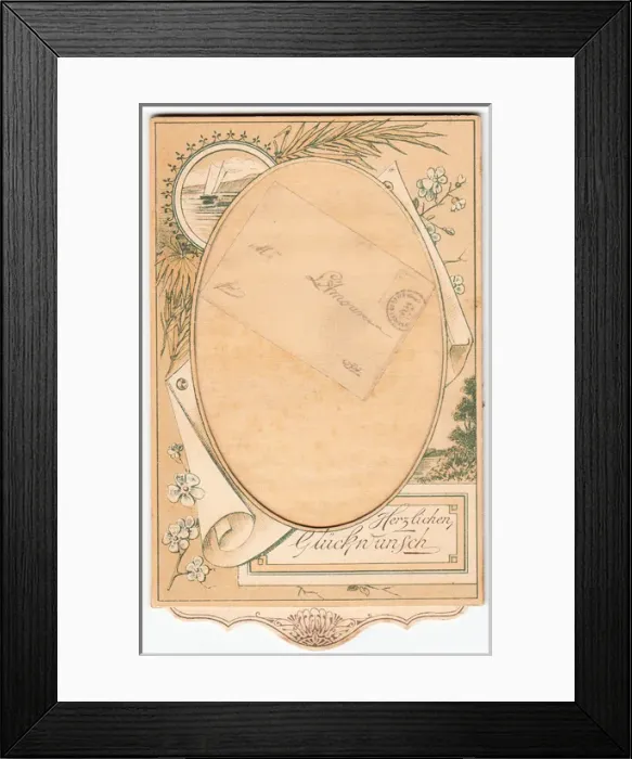 Framed Print : Letter on a German greetings card Framed Print : Letter on a German greetings card