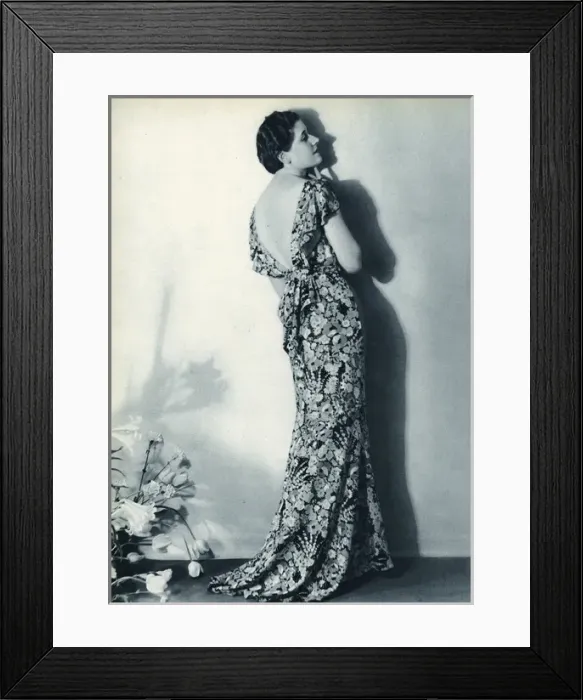 Framed Print : Floral evening dress 1934 Framed Print : Floral evening dress 1934