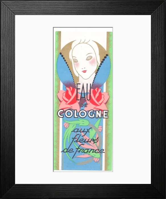 Framed Print : Perfume label, Eau de Cologne aux Fleurs de France Framed Print : Perfume label, Eau de Cologne aux Fleurs de France