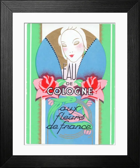 Framed Print : Perfume label, Eau de Cologne aux Fleurs de France Framed Print : Perfume label, Eau de Cologne aux Fleurs de France