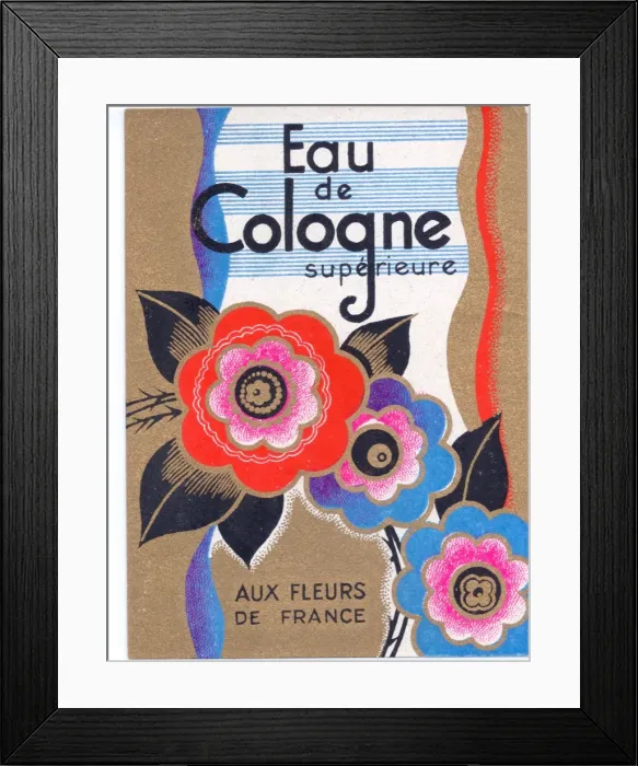 Framed Print : Perfume label, Eau de Cologne aux Fleurs de France Framed Print : Perfume label, Eau de Cologne aux Fleurs de France