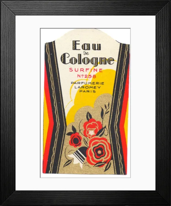 Framed Print : Perfume label, Eau de Cologne Surfine Framed Print : Perfume label, Eau de Cologne Surfine