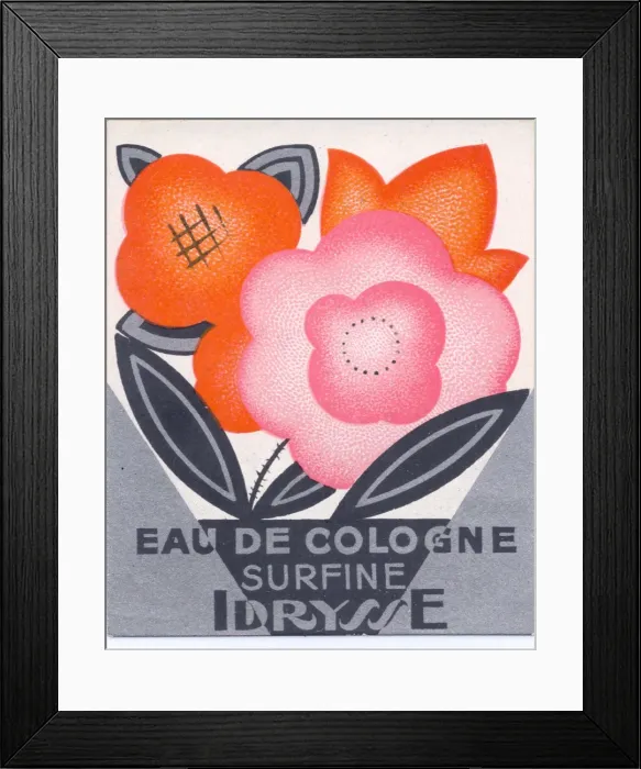 Framed Print : Perfume label, Eau de Cologne Surfine, Idrysse Framed Print : Perfume label, Eau de Cologne Surfine, Idrysse