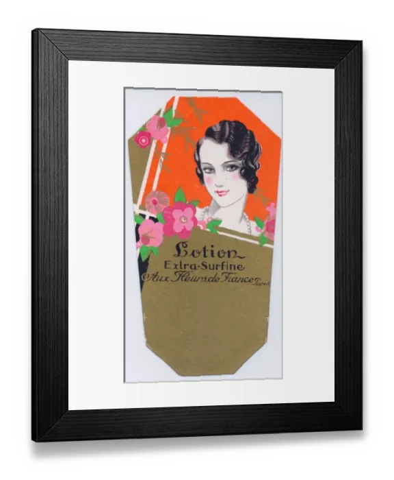 Framed Print : Label, Lotion Extra Surfine aux Fleurs de France Framed Print : Label, Lotion Extra Surfine aux Fleurs de France