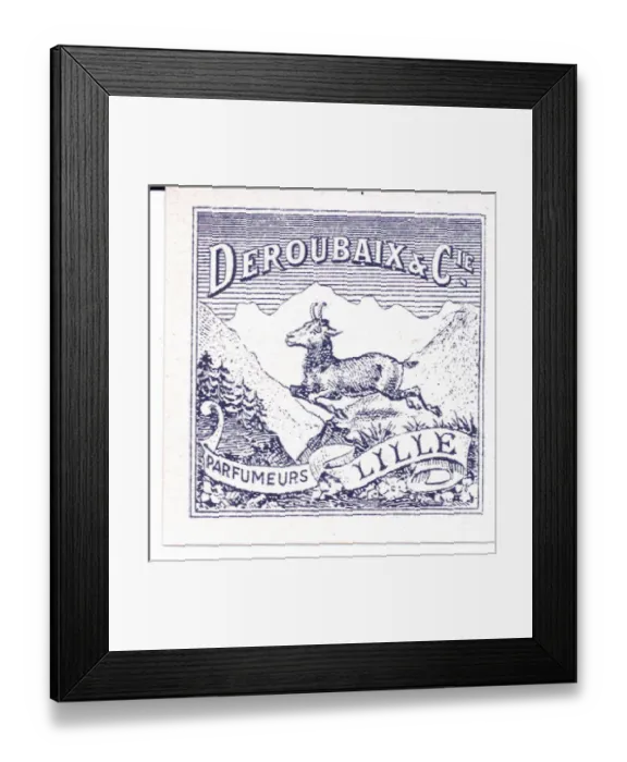 Framed Print : Perfume label, Deroubaix & Cie, Lille, France Framed Print : Perfume label, Deroubaix & Cie, Lille, France
