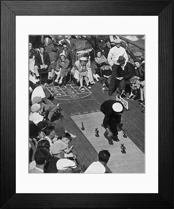 Framed Print : Racing with petits chevaux on deck of Mauretania Framed Print : Racing with petits chevaux on deck of Mauretania