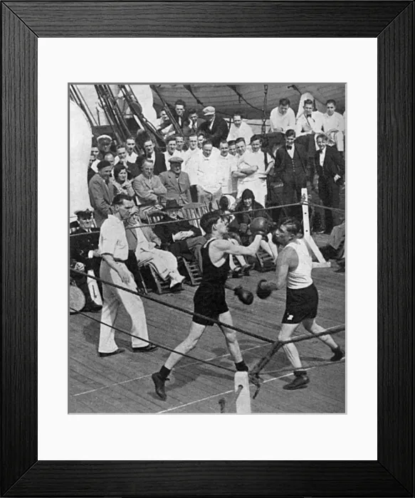 Framed Print : Boxing match on deck of the Berengaria Framed Print : Boxing match on deck of the Berengaria