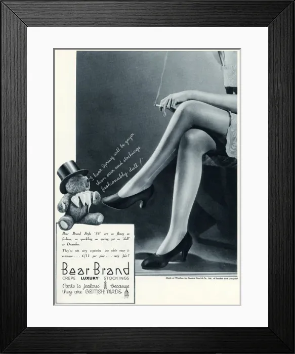 Framed Print : Advert for Stockings by Bear Brand 1934 Framed Print : Advert for Stockings by Bear Brand 1934