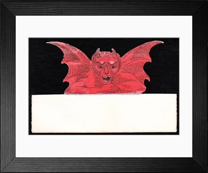 Framed Print : Red devil on a place card Framed Print : Red devil on a place card