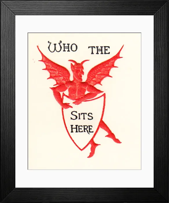 Framed Print : Red devil on a place card Framed Print : Red devil on a place card