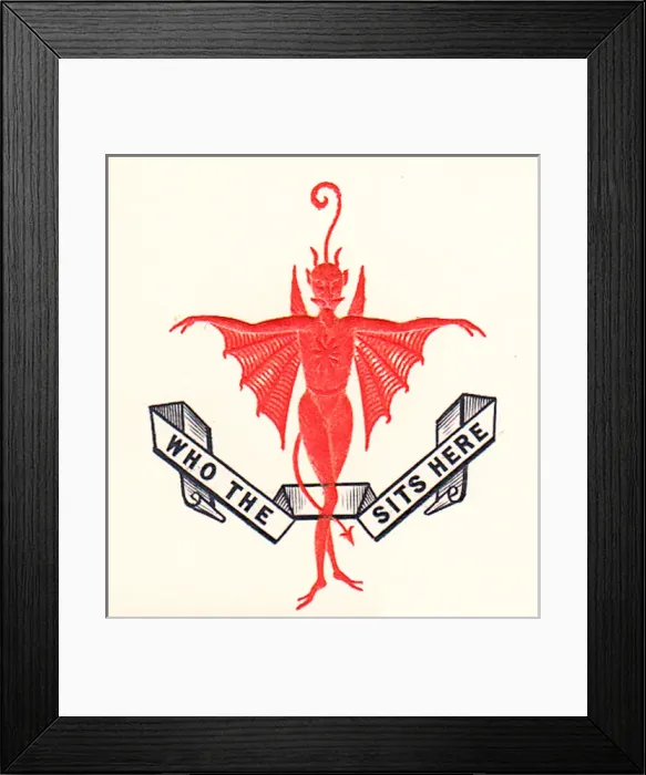 Framed Print : Red devil on a place card Framed Print : Red devil on a place card