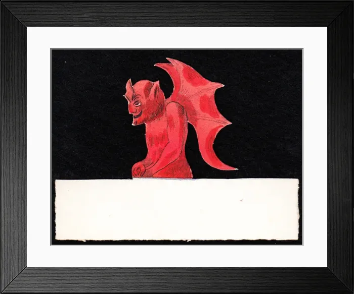 Framed Print : Red devil on a place card Framed Print : Red devil on a place card