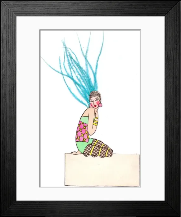 Framed Print : Woman in exotic costume on a place card Framed Print : Woman in exotic costume on a place card