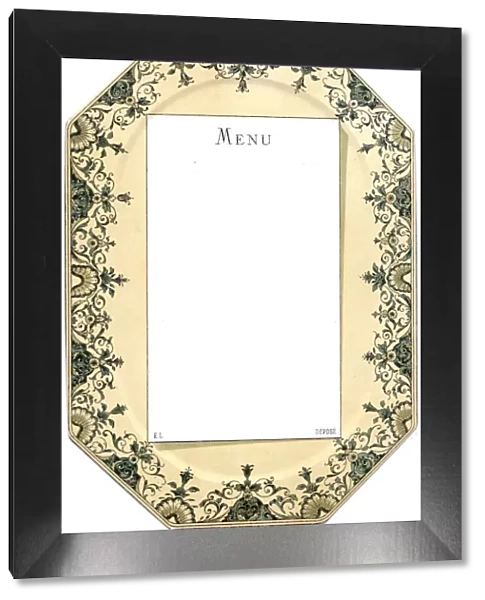 Blank menu card in the shape of a plate