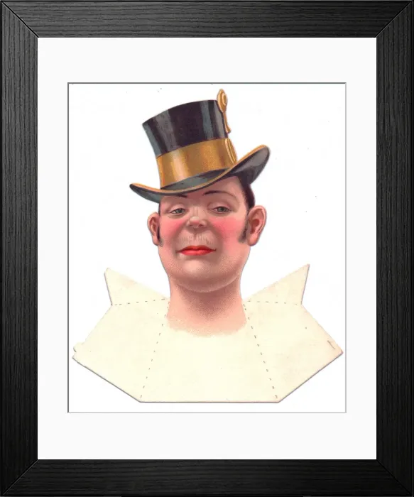 Framed Print : Man in a top hat on a place card Framed Print : Man in a top hat on a place card