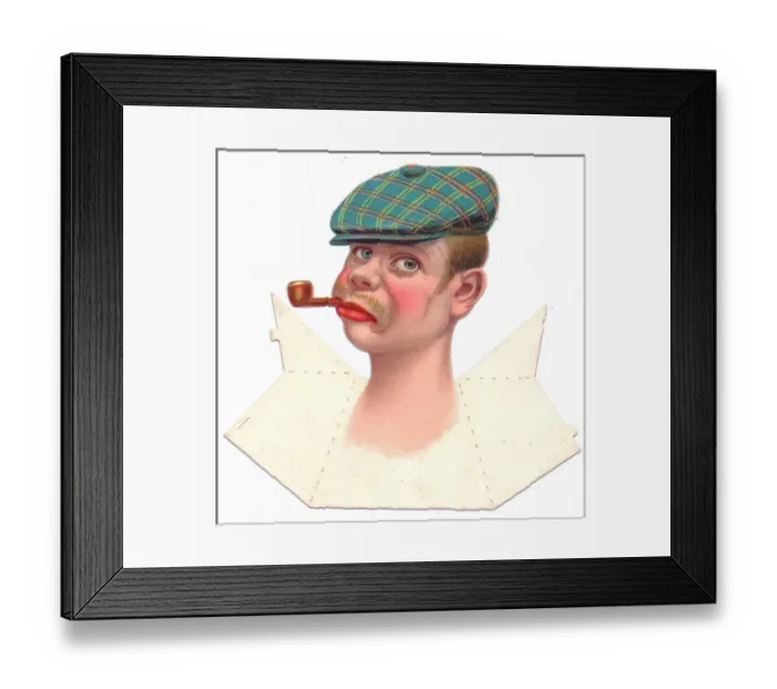 Framed Print : Man in a cap on a place card Framed Print : Man in a cap on a place card
