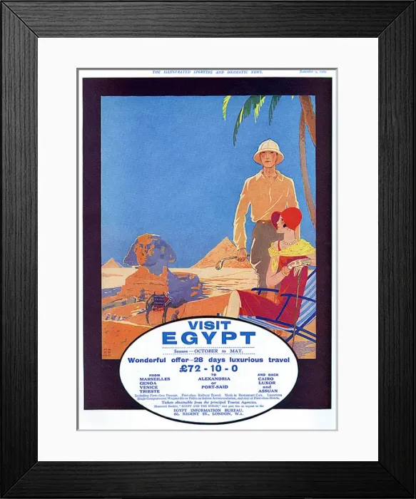 Framed Print : Visit Egypt advertisement, 1929 Framed Print : Visit Egypt advertisement, 1929