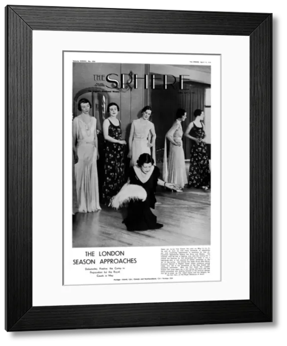 Framed Print : Sphere front cover - Debutantes practise the curtsey Framed Print : Sphere front cover - Debutantes practise the curtsey