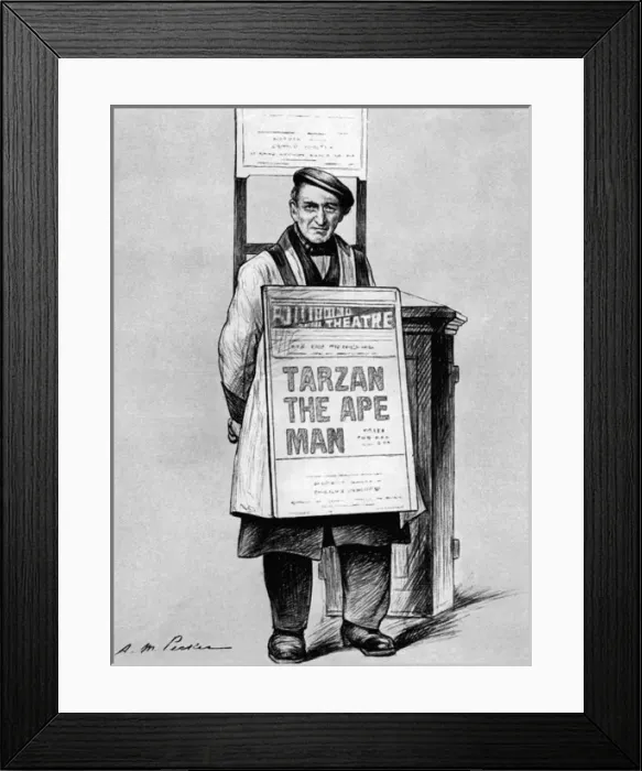 Framed Print : London Street Types - the sandwich man Framed Print : London Street Types - the sandwich man