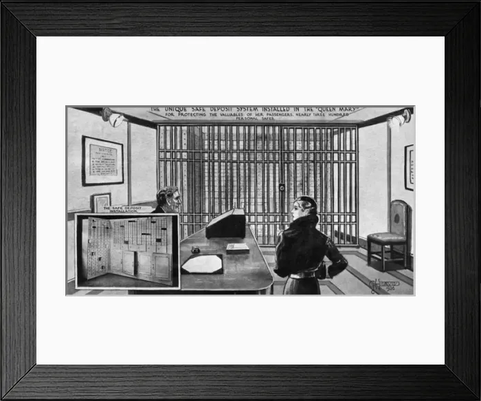 Framed Print : Safe deposits for the valuables of passengers on Queen Mary Framed Print : Safe deposits for the valuables of passengers on Queen Mary