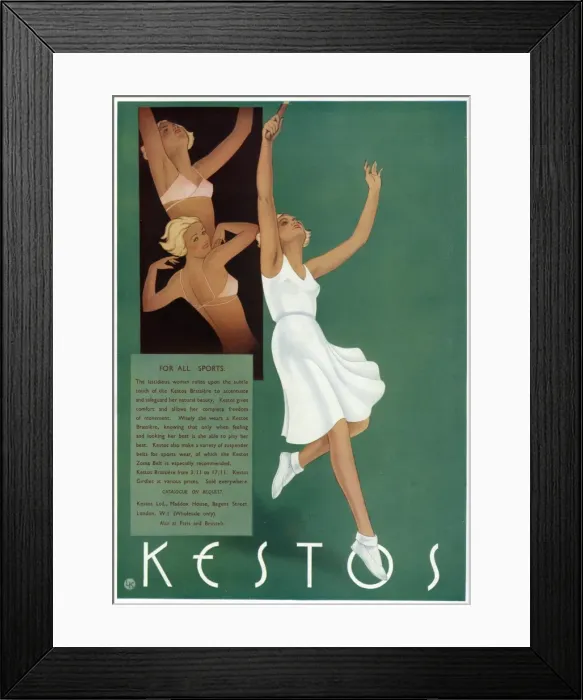 Framed Print : Advert for Kestos lingerie for sport 1933 Framed Print : Advert for Kestos lingerie for sport 1933