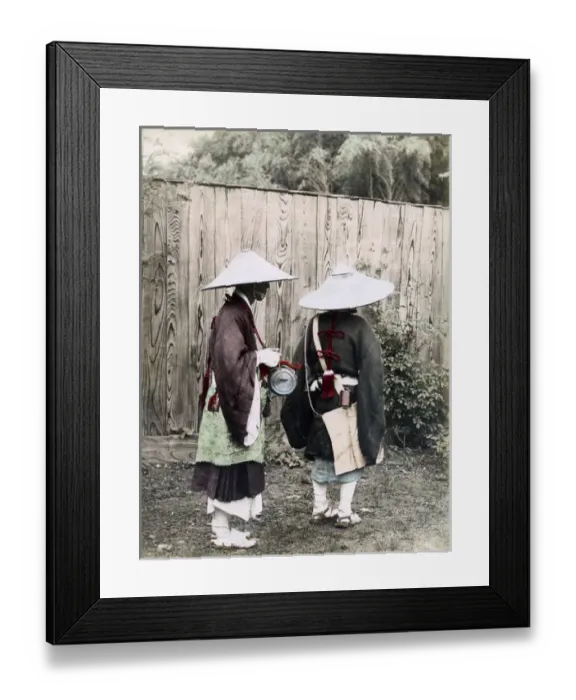Framed Print : Religious pilgrims with musical instruments, Japan circa 188 Framed Print : Religious pilgrims with musical instruments, Japan circa 188