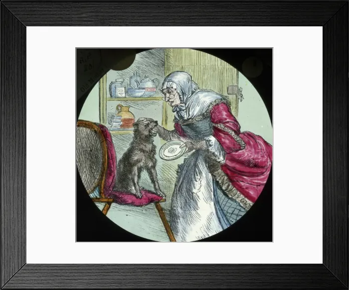 Framed Print : Nursery Rhymes - Mother Hubbard and her Dog Framed Print : Nursery Rhymes - Mother Hubbard and her Dog