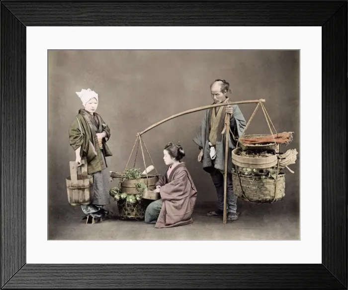 Framed Print : Vegetable seller, Japan, circa 1890 Framed Print : Vegetable seller, Japan, circa 1890