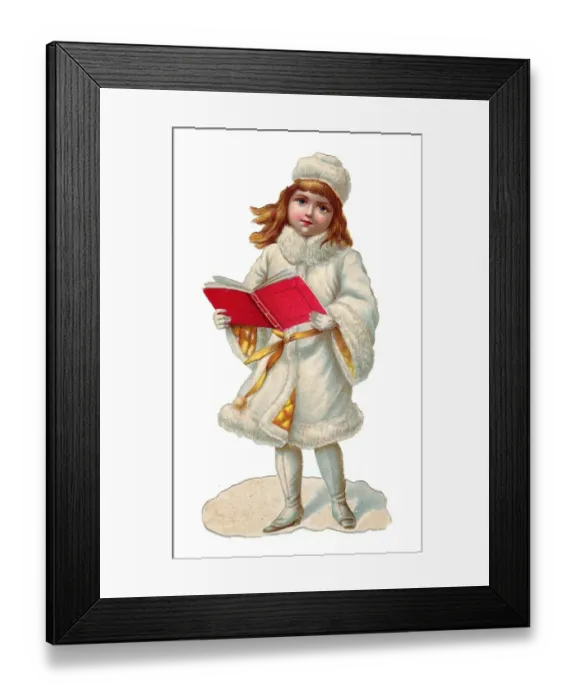 Framed Print : Girl with book on a Victorian Christmas scrap Framed Print : Girl with book on a Victorian Christmas scrap